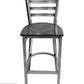 AAA Furniture Metal Ladder Back 43" Clear Coat Metal Bar Stool with Black Wood Seat