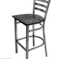 AAA Furniture Metal Ladder Back 43" Clear Coat Metal Bar Stool with Black Wood Seat