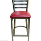 AAA Furniture Metal Ladder Back 43" Clear Coat Metal Bar Stool with Claret Customer Owned Material Seat