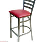 AAA Furniture Metal Ladder Back 43" Clear Coat Metal Bar Stool with Claret Customer Owned Material Seat