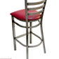 AAA Furniture Metal Ladder Back 43" Clear Coat Metal Bar Stool with Claret Customer Owned Material Seat