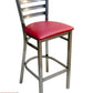 AAA Furniture Metal Ladder Back 43" Clear Coat Metal Bar Stool with Claret Customer Owned Material Seat