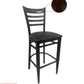 AAA Furniture Metal Ladder Back 47" Walnut Metal Bar Stool with Black Customer Owned Material Seat