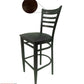 AAA Furniture Metal Ladder Back 47" Walnut Metal Bar Stool with Black Customer Owned Material Seat