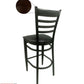 AAA Furniture Metal Ladder Back 47" Walnut Metal Bar Stool with Black Customer Owned Material Seat