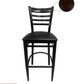 AAA Furniture Metal Ladder Back 47" Walnut Metal Bar Stool with Black Customer Owned Material Seat