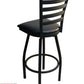 AAA Furniture Metal Ladder Back Swivel 43" Black Metal Bar Stool with Black Customer Owned Material Seat