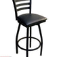 AAA Furniture Metal Ladder Back Swivel 43" Black Metal Bar Stool with Black Customer Owned Material Seat