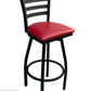 AAA Furniture Metal Ladder Back Swivel 43" Black Metal Bar Stool with Claret Customer Owned Material Seat