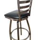 AAA Furniture Metal Ladder Back Swivel 43" Clear Coat Metal Bar Stool with Black Customer Owned Material Seat