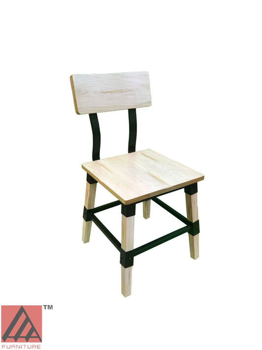AAA Furniture Modern Industrial 33" Gunmetal Metal Chair with White Wash Wood Seat