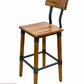 AAA Furniture Modern Industrial 44" Gunmetal Metal Bar Stool with Antique Walnut Wood Seat