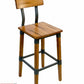 AAA Furniture Modern Industrial 44" Gunmetal Metal Bar Stool with Antique Walnut Wood Seat