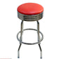 AAA Furniture Single Ring 30" Bar Stool with Red Customer Owned Material & Chrome Seat Band