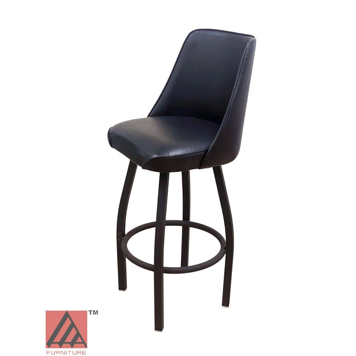 AAA Furniture Single Ring Swivel 43" Black Metal Bar Stool with Bucket