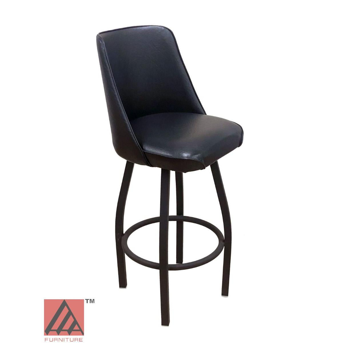 AAA Furniture Single Ring Swivel 43" Black Metal Bar Stool with Bucket