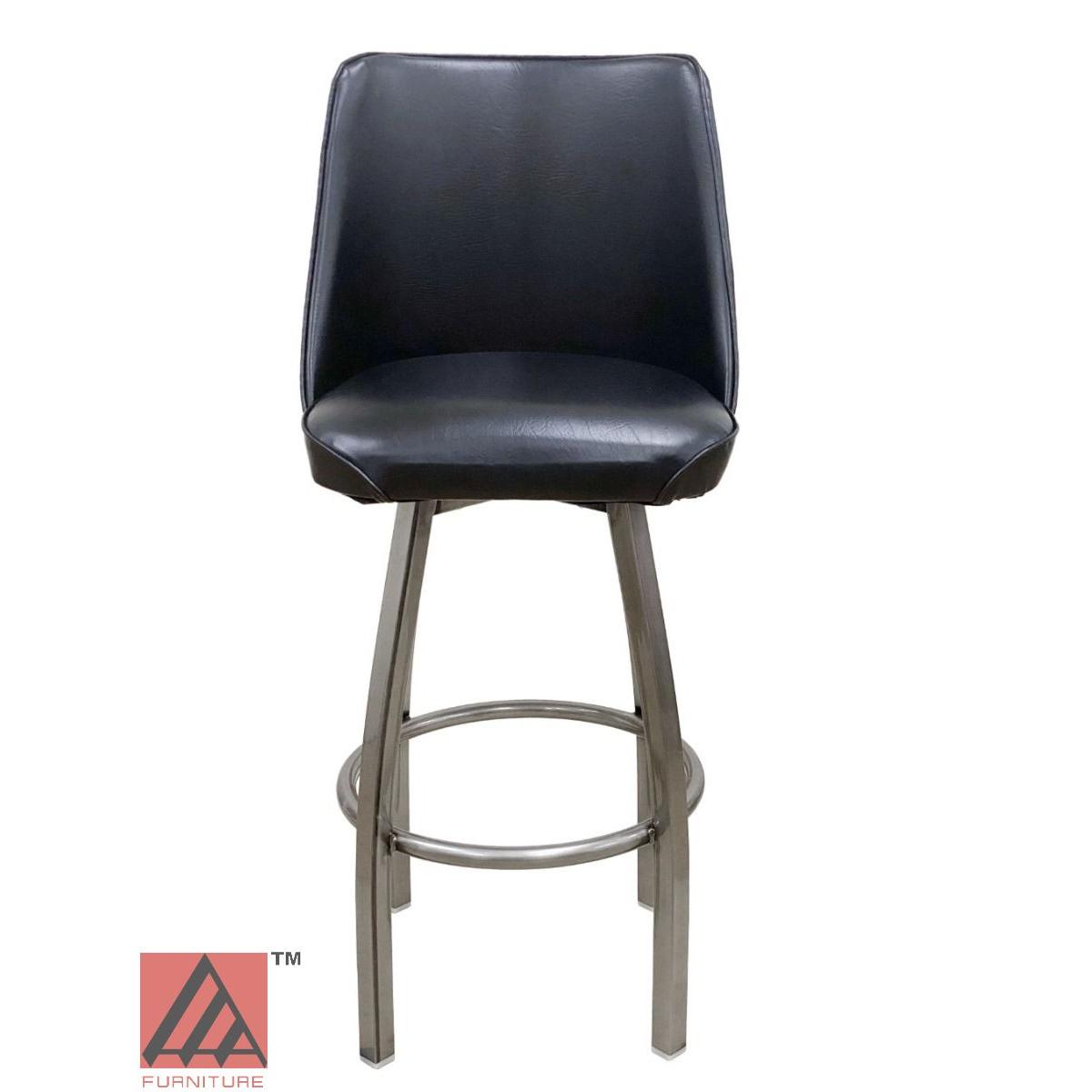 AAA Furniture Single Ring Swivel 43" Clear Coat Metal Bar Stool with Bucket