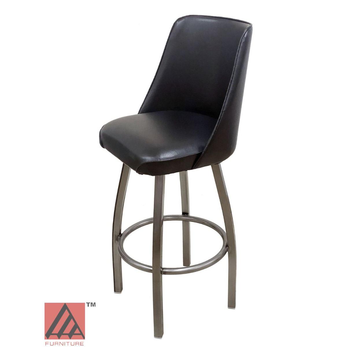 AAA Furniture Single Ring Swivel 43" Clear Coat Metal Bar Stool with Bucket