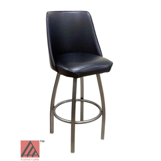 AAA Furniture Single Ring Swivel 43" Clear Coat Metal Bar Stool with Bucket