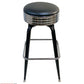 AAA Furniture Square Frame 30" Black Metal Bar Stool with Black Customer Owned Material & Chrome Seat Band