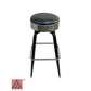 AAA Furniture Square Frame 30" Black Metal Bar Stool with Black Grade 4 Vinyl & Chrome Seat Band