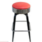 AAA Furniture Square Frame 30" Red Metal Bar Stool with Red Customer Owned Material & Chrome Seat Band