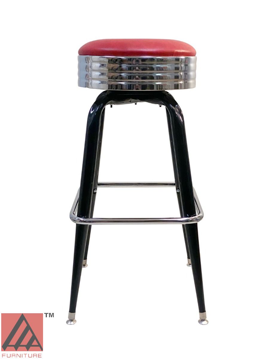 AAA Furniture Square Frame 30" Wine Metal Bar Stool with Wine Customer Owned Material & Chrome Seat Band