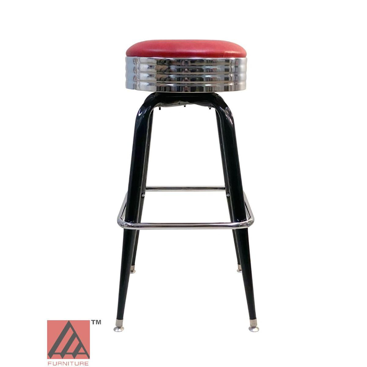 AAA Furniture Square Frame 30" Wine Metal Bar Stool with Wine Grade 5 Vinyl & Chrome Seat Band