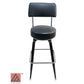 AAA Furniture Square Frame 43" Black Metal Bar Stool with Black Vinyl & Chrome Seat Band