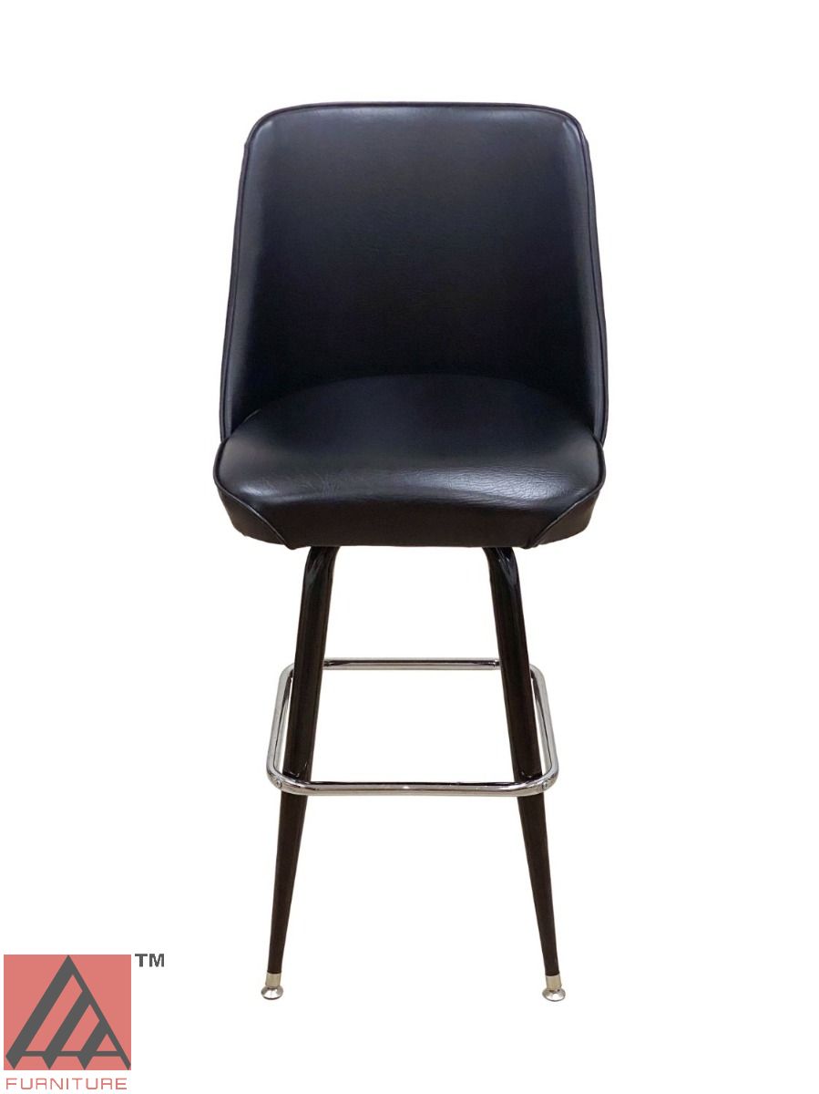 AAA Furniture Square Frame 43" Black Metal Bar Stool with Black Vinyl Seat