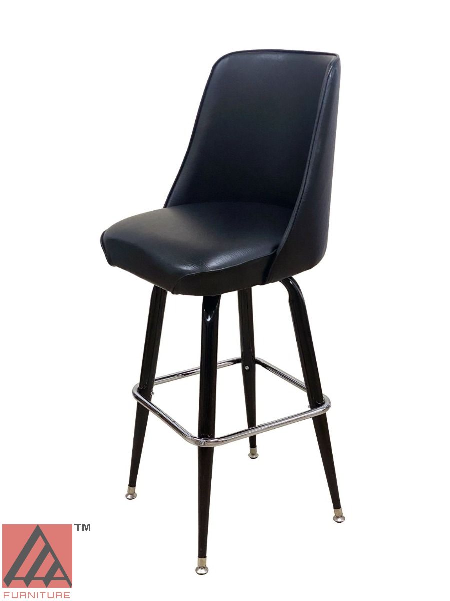 AAA Furniture Square Frame 43" Black Metal Bar Stool with Black Vinyl Seat