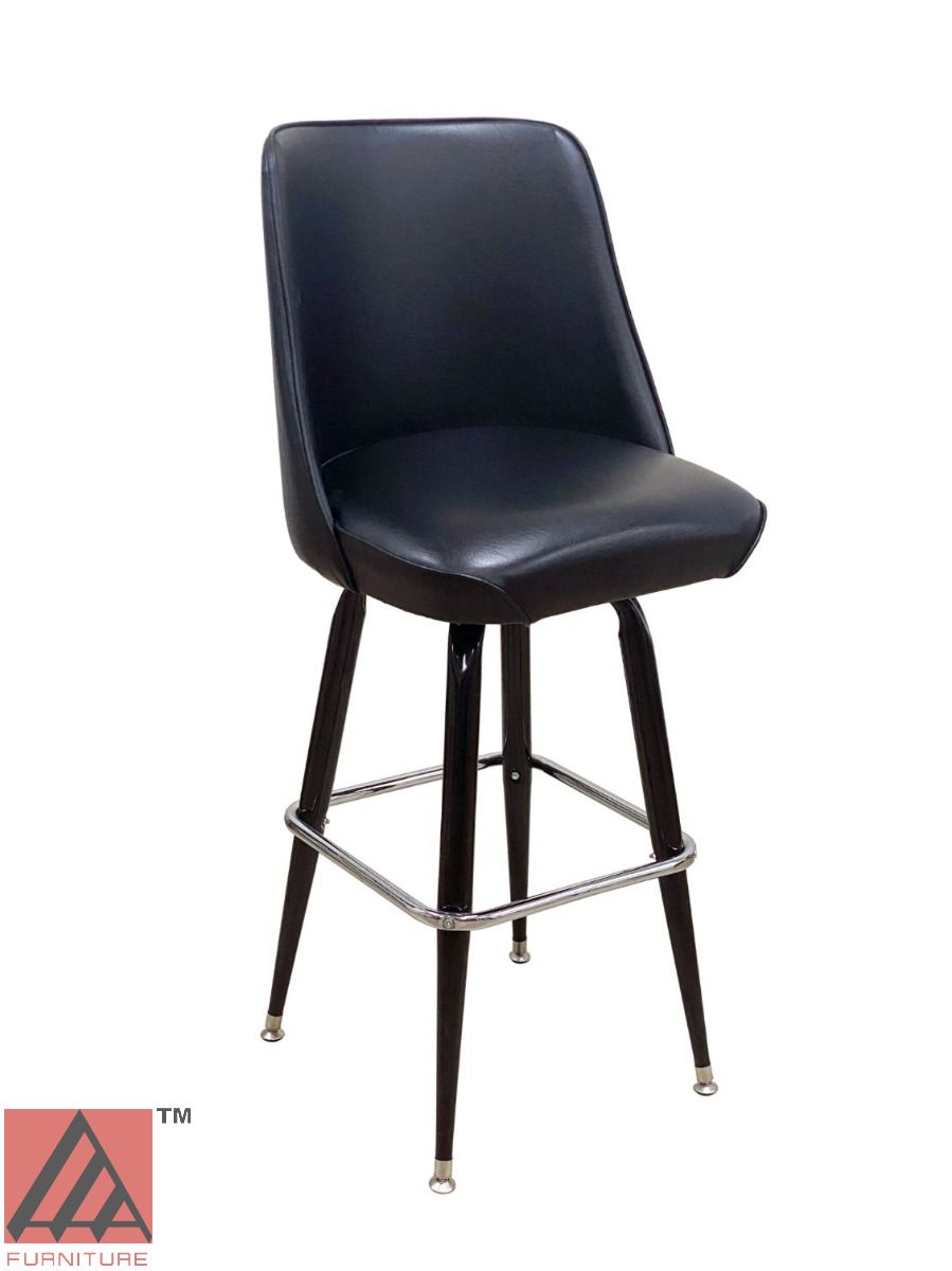 AAA Furniture Square Frame 43" Black Metal Bar Stool with Black Vinyl Seat