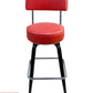 AAA Furniture Square Frame 43" Red Metal Bar Stool with Black Grade 4 Vinyl & Chrome Seat Band