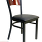 AAA Furniture Star Wood Back 31" Brown Metal Chair with Black Grade 4 Vinyl Seat