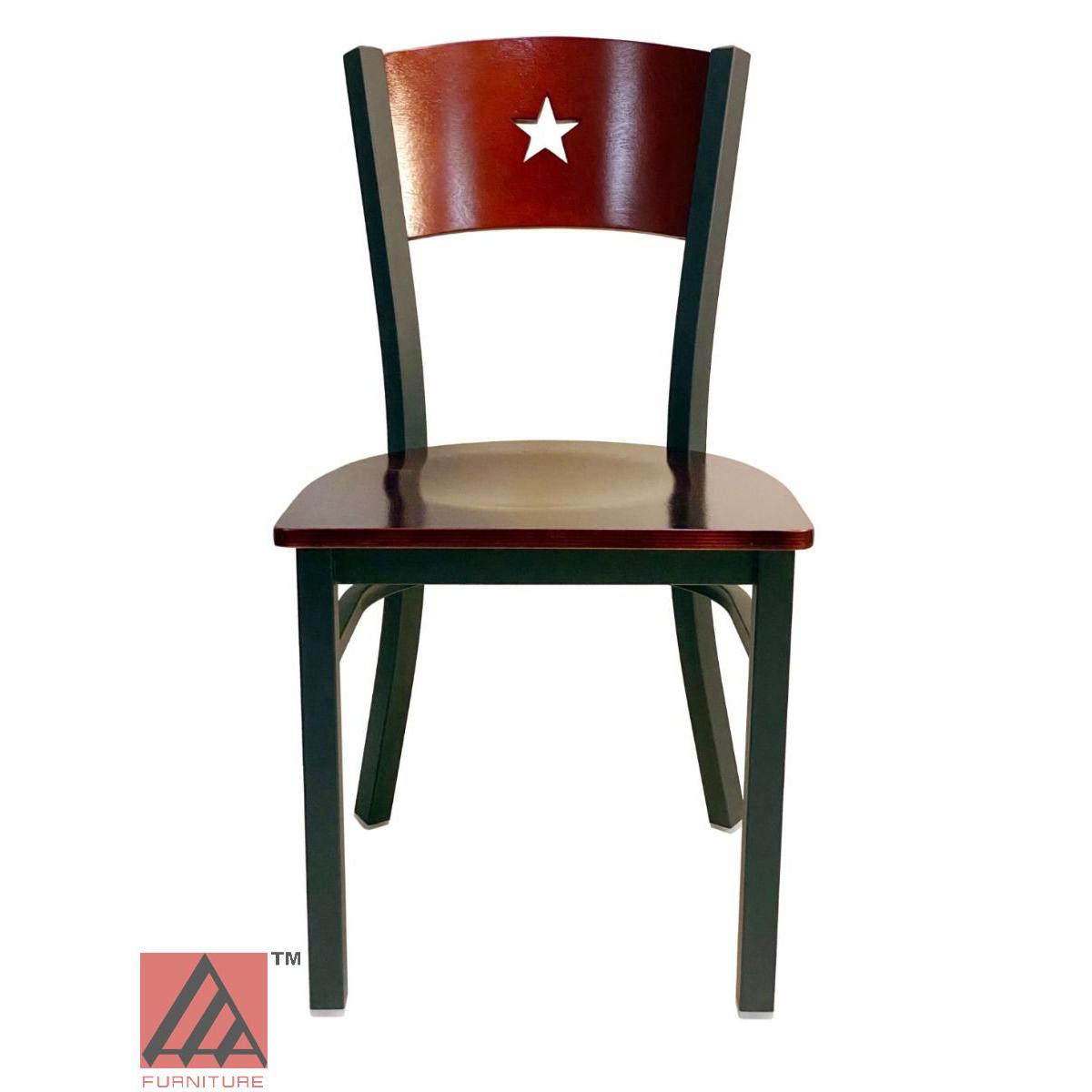 AAA Furniture Star Wood Back 31" Brown Metal Chair with Wood Seat