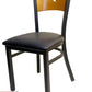 AAA Furniture Star Wood Back 31" Natural Metal Chair with Black Grade 4 Vinyl Seat