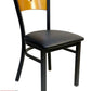 AAA Furniture Star Wood Back 31" Natural Metal Chair with Black Grade 4 Vinyl Seat