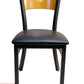 AAA Furniture Star Wood Back 31" Natural Metal Chair with Black Grade 5 Vinyl Seat