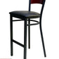 AAA Furniture Star Wood Back 42" Brown Metal Bar Stool with Black Grade 4 Vinyl Seat