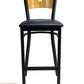 AAA Furniture Star Wood Back 42" Natural Metal Bar Stool with Black Grade 4 Vinyl Seat