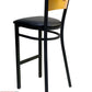 AAA Furniture Star Wood Back 42" Natural Metal Bar Stool with Black Grade 4 Vinyl Seat