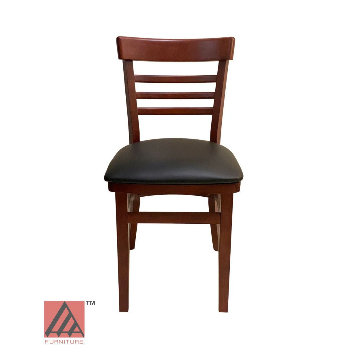 AAA Furniture Steakhouse 30" Mahogany Wood Chair with Black Vinyl Seat