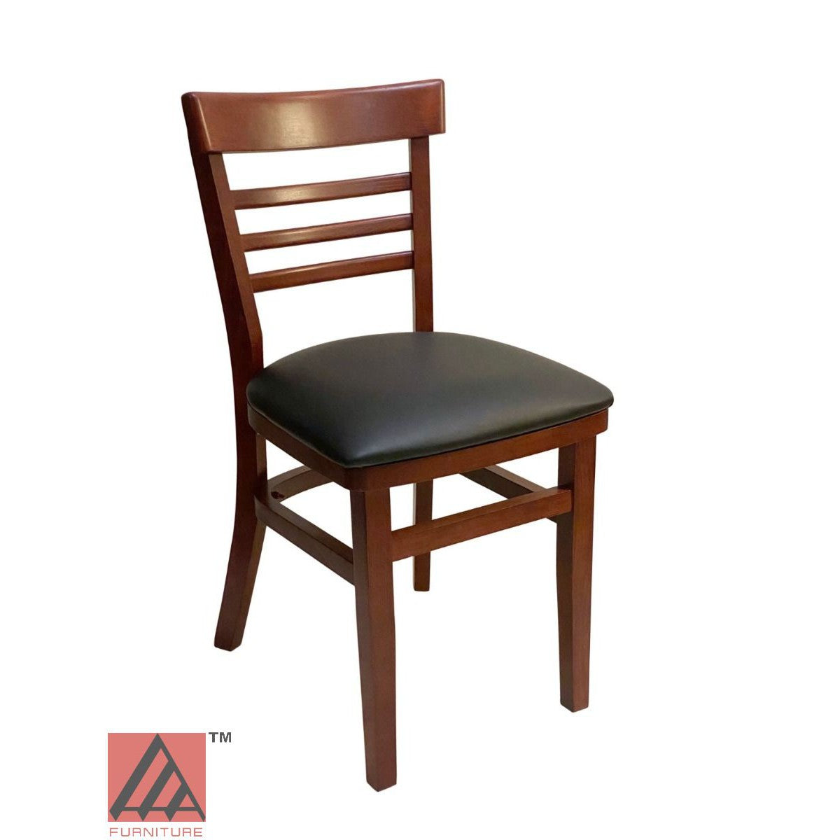 AAA Furniture Steakhouse 30" Mahogany Wood Chair with Black Vinyl Seat