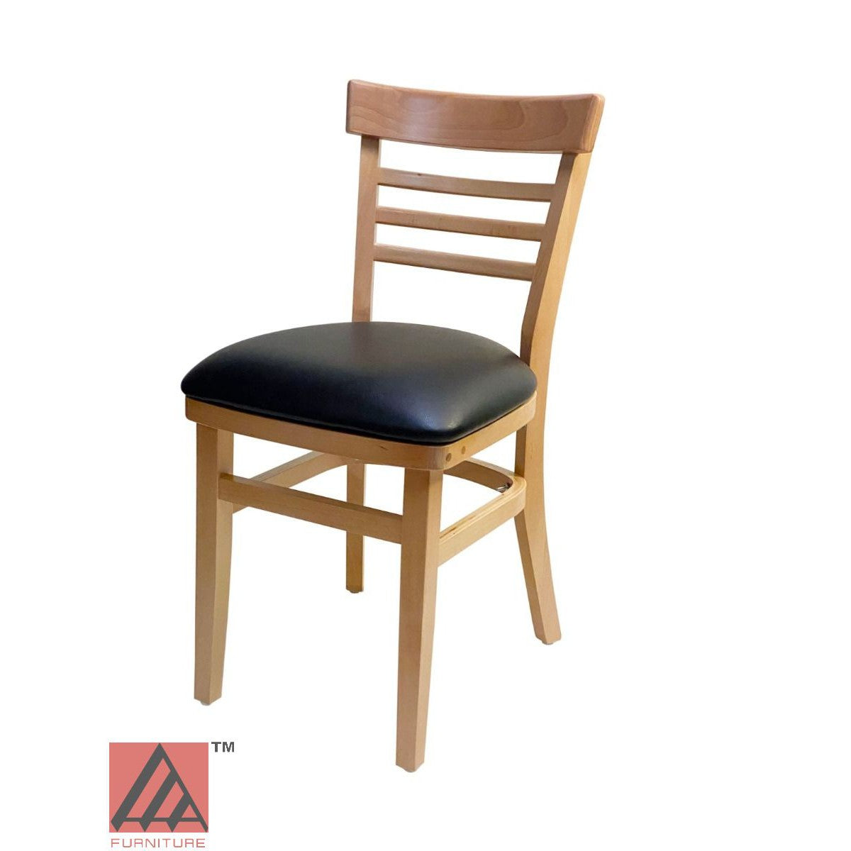 AAA Furniture Steakhouse 30" Natural Wood Chair with Black Vinyl Seat