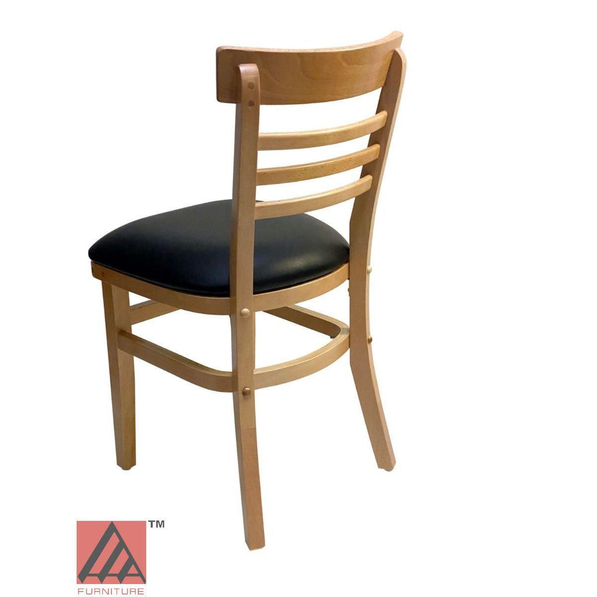 AAA Furniture Steakhouse 30" Natural Wood Chair with Black Vinyl Seat