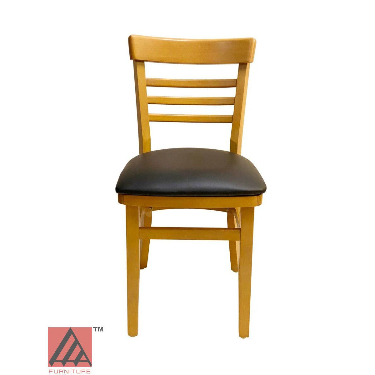 AAA Furniture Steakhouse 30" Oak Wood Chair with Black Vinyl Seat