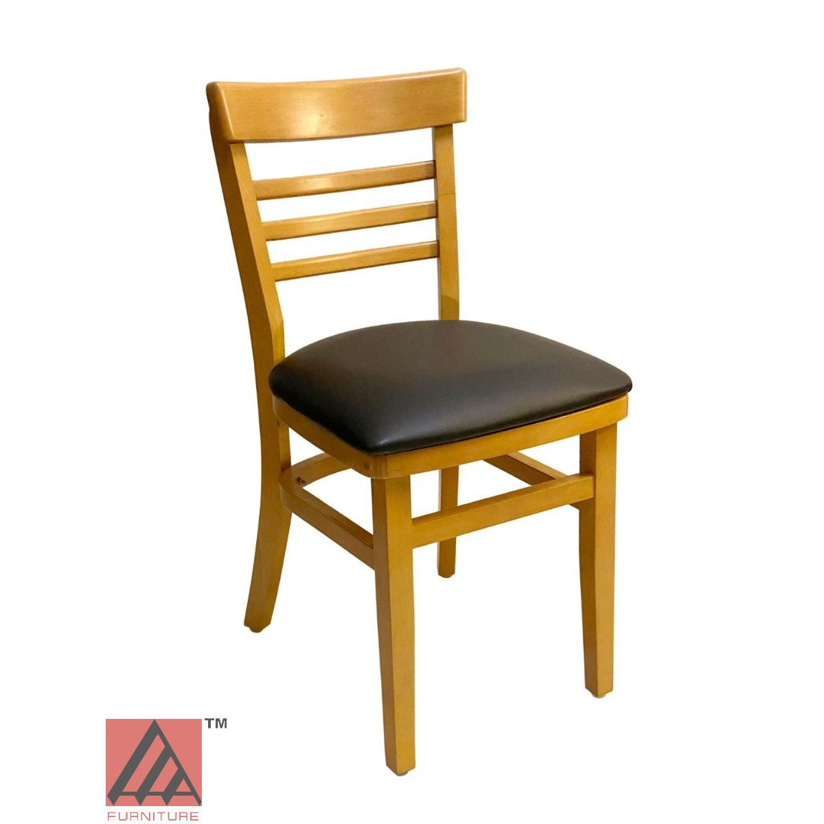 AAA Furniture Steakhouse 30" Oak Wood Chair with Black Vinyl Seat