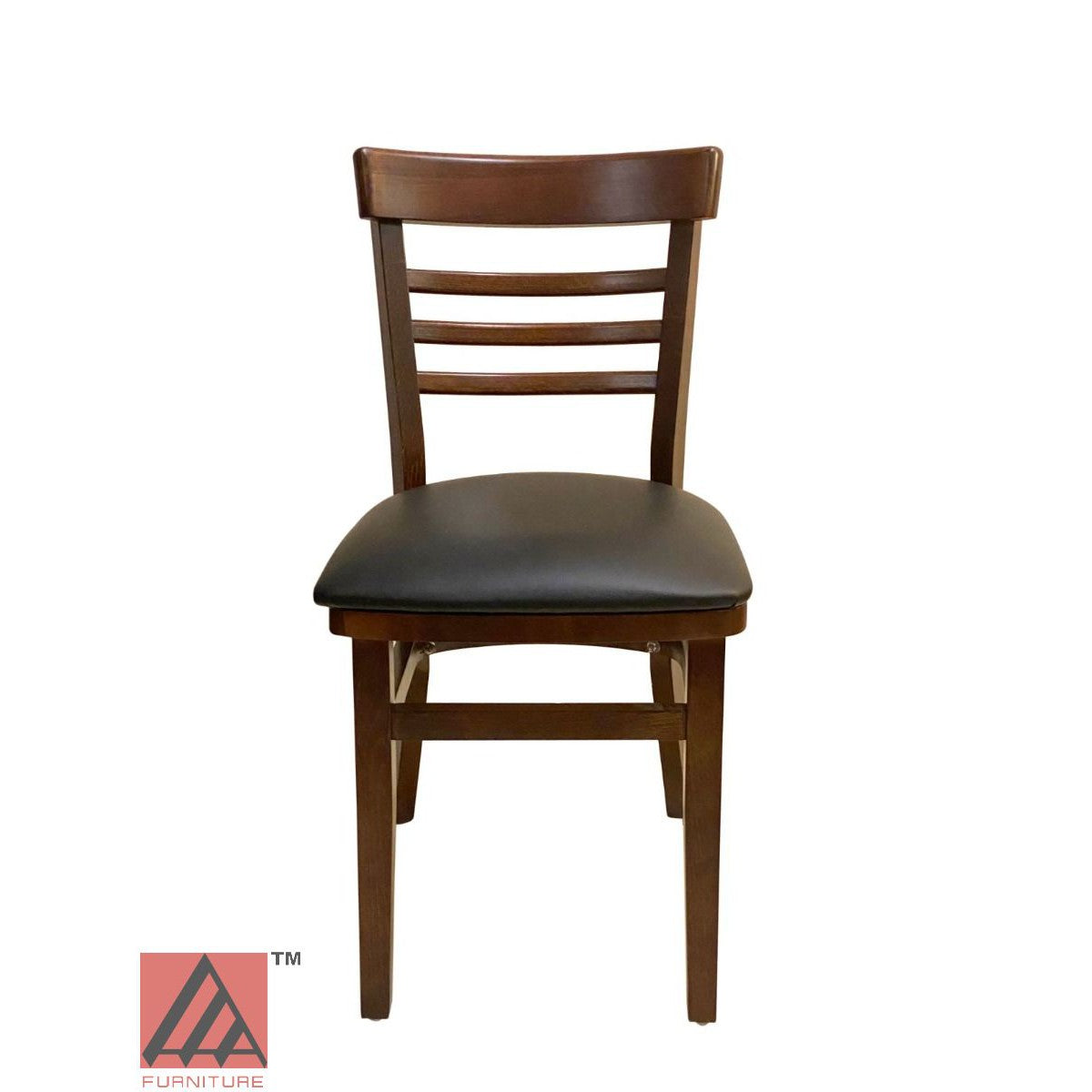 AAA Furniture Steakhouse 30" Walnut Wood Chair with Black Vinyl Seat