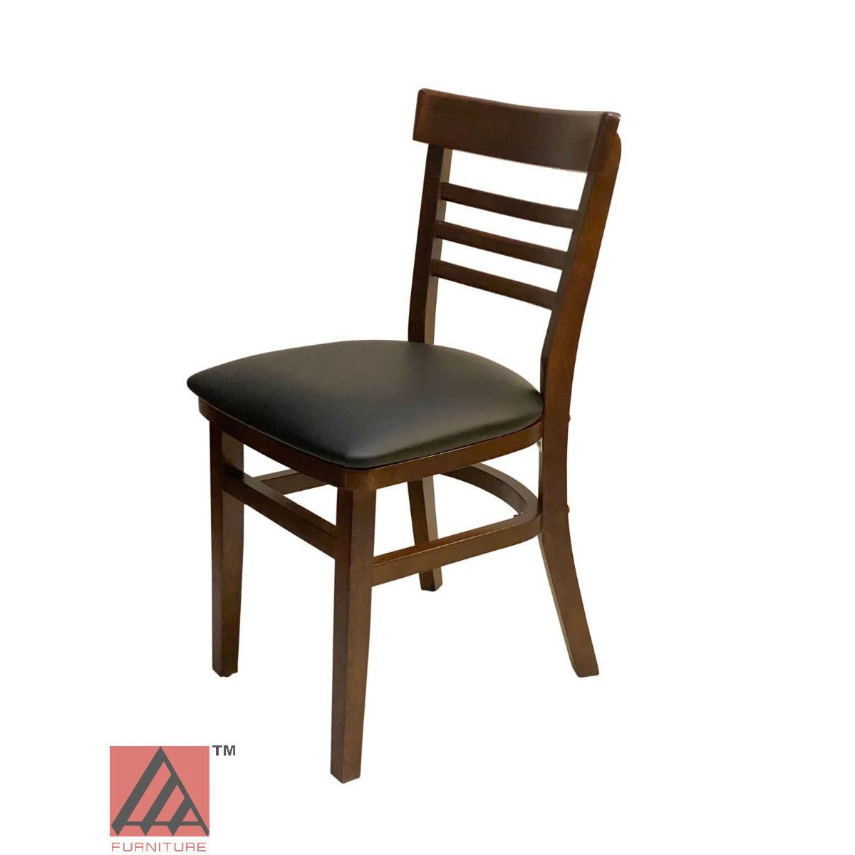 AAA Furniture Steakhouse 30" Walnut Wood Chair with Black Vinyl Seat