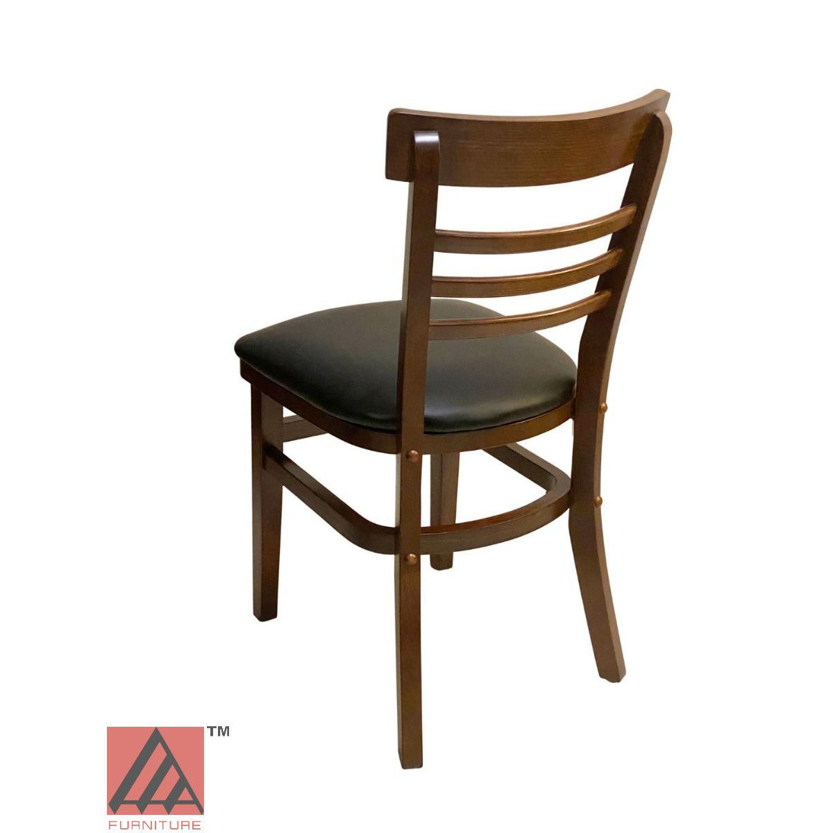 AAA Furniture Steakhouse 30" Walnut Wood Chair with Black Vinyl Seat